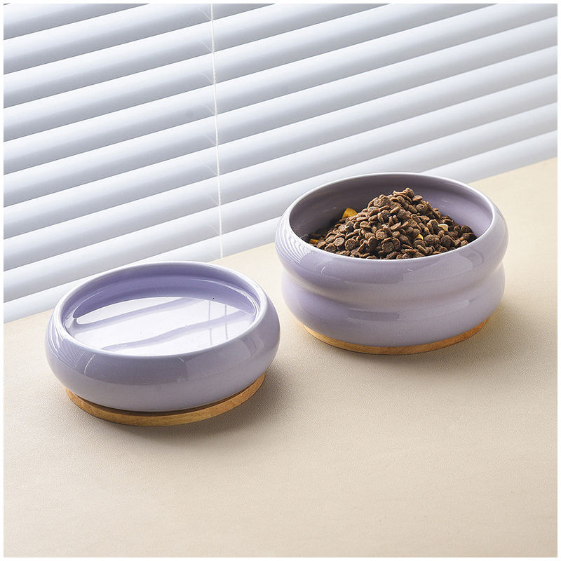 Wooden stand double pet feeder alternate angle