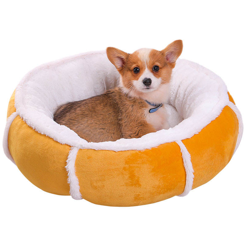 Macaron Velvet Round Pet Bed main view