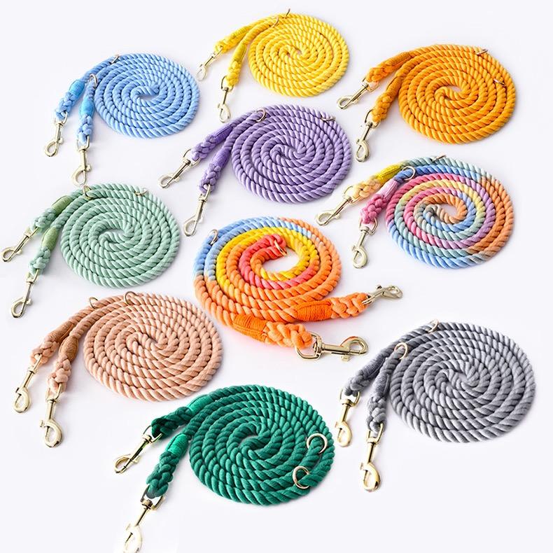 PupCove Gradient Ombre Braided Rope Dog Leash - Morandi Color Collection